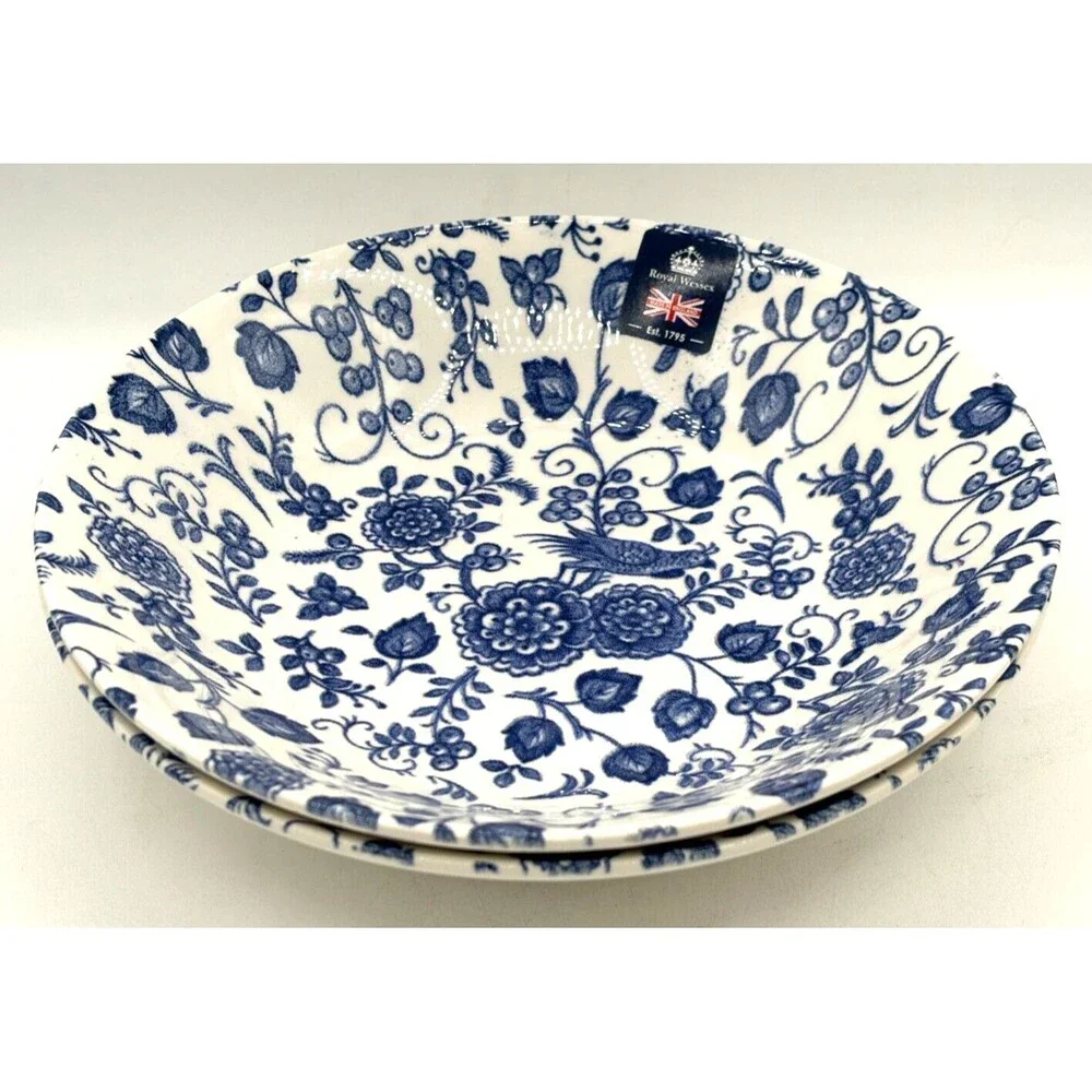 Royal Wessex by Churchill Victorian Calico Porcelain Salad Pasta Bowls Qty 2 NEW